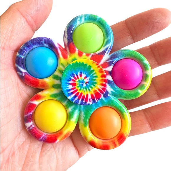 4/$20!!! Retro Colorful Flower Push Pop Fidget Spinner - Picture 4 of 6